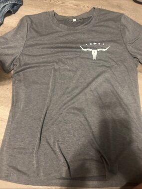 Kids Short Sleeve Tee - Gray with Longhorn Graphic